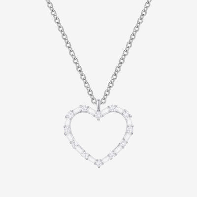(G-H / Vs2-Si1) Womens 1/3 CT. T.W. Lab Grown White Diamond 10K White Gold Heart 18 Inch Pendant Necklace