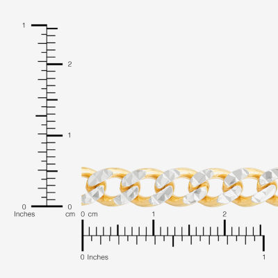 Made in Italy Mens 24K Gold Over Silver 7.5 Inch Solid Curb Chain Bracelet