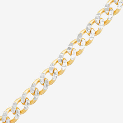 Made in Italy Mens 24K Gold Over Silver 7.5 Inch Solid Curb Chain Bracelet