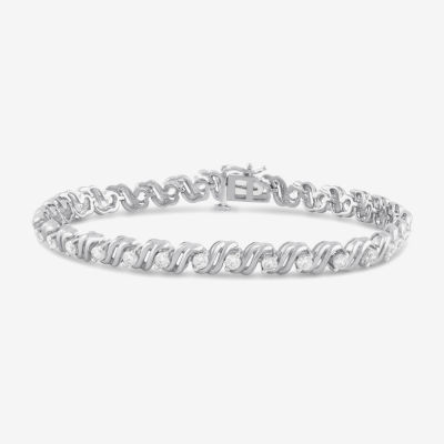 (I / I2) Womens 2 CT.T.W. Lab Grown White Diamond Sterling Silver 7.25 Inch Tennis Bracelet