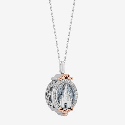 Enchanted Disney Fine Jewelry Disney Princess(I, I2) Womens 1/6 CT. T.W. Genuine Blue Drusy 14K Rose Gold Over Silver Sterling Silver Round 18 Inch Pendant Necklace