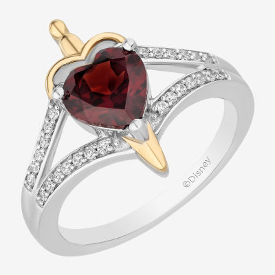 Enchanted Disney Fine Jewelry Evil Queen (I, I2) Womens 1/8 CT. T.W. Genuine Red Garnet 14K Two Tone Gold Over Silver Sterling Silver Evil Queen Snow White Side Stone Cocktail Ring