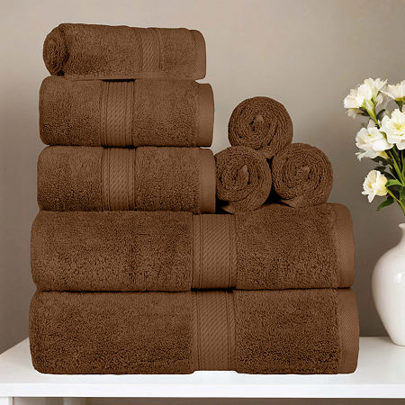 Superior Madison Collection | 100% Egyptian Cotton 8-pc. Quick Dry Solid Bath Towel Set In Brown