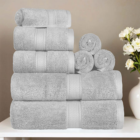 Superior Madison Collection | 100% Egyptian Cotton 8-pc. Quick Dry Solid Bath Towel Set In Silver