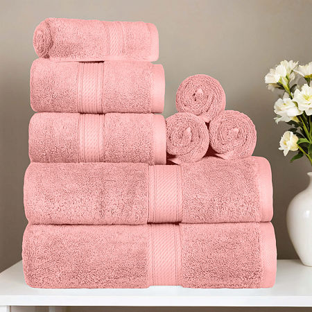 Superior Madison Collection | 100% Egyptian Cotton 8-pc. Quick Dry Solid Bath Towel Set In Pink