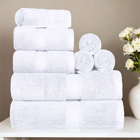 Superior Madison Collection | 100% Egyptian Cotton 8-pc. Quick Dry Solid Bath Towel Set In White