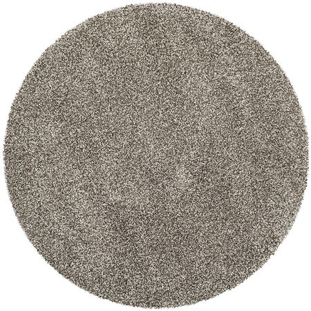 Safavieh Milan Collection Harper Solid Shag Indoor Round Area Rug, One Size, Gray