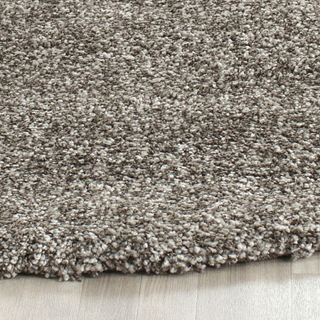 Safavieh Milan Collection Harper Solid Shag Indoor Round Area Rug, One Size, Gray