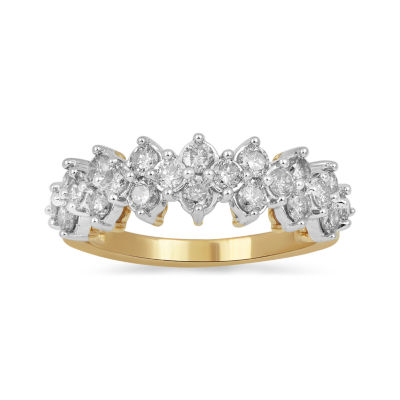 Womens 23.5MM 1 CT. T.W. Natural White Diamond 10K Gold Cluster Band