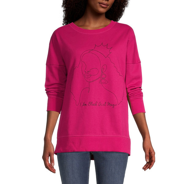 Hope & Wonder Womens Black History Month Crew Neck Long Sleeve Graphic Sweatshirt