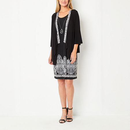  Studio 1 Puff Print Faux-Jacket Dress With Removable Necklace