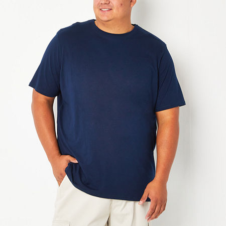 St. John's Bay Super Soft Big and Tall Mens Crew Neck Short Sleeve Easy-on + Easy-off Adaptive Moisture Wicking T-Shirt, Large Tall, Blue
