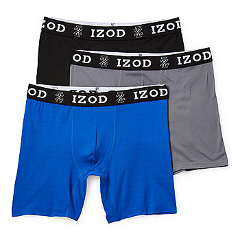 IZOD Mens Cotton Knit Boxers 4-Pack, Red/Blue, Size Medium at  Men's  Clothing store