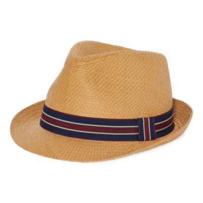 Stafford Straw With Stripe Band Mens Fedora