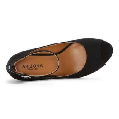 Arizona Womens Crissi Peep Toe Wedge Heel Pumps