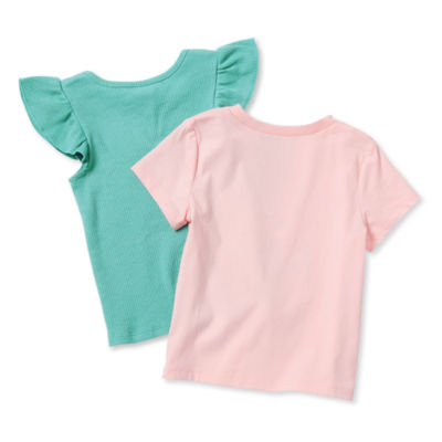 Okie Dokie Toddler & Little Girls 2-pc. Round Neck Short Sleeve T-Shirt