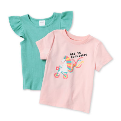 Okie Dokie Toddler & Little Girls 2-pc. Round Neck Short Sleeve T-Shirt