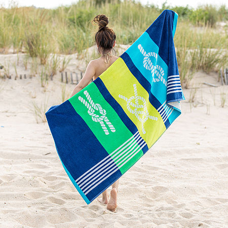 Superior Marine Collection |100% Cotton Quick Dry Beach Towel In Blue
