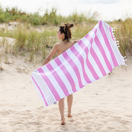 Superior Costal Collection | 100% Cotton Quick Dry Beach Towel In Pink