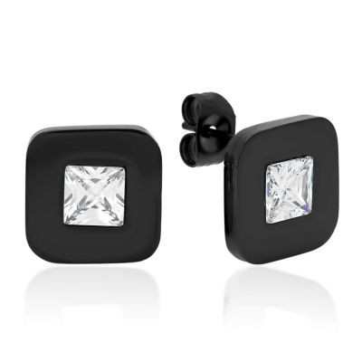 Cubic Zirconia Stainless Steel Stud Earrings