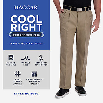 Haggar® Mens Cool Right Performance Classic Fit Pleated Pant