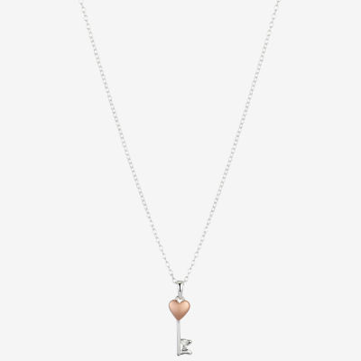 Disney Classics Sterling Silver 16 Inch Link Heart Keys Pendant