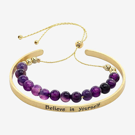 Sparkle Allure You & Me Womens 2-pc. Purple Amethyst 14K Gold Over Brass Bracelet Set, One Size