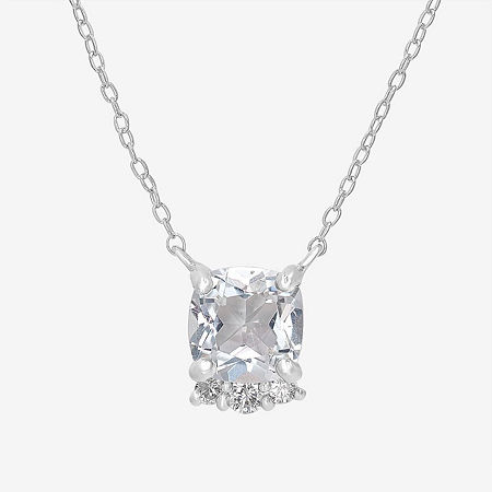 Silver Treasures Genuine Stone Sterling Silver 18 Inch Cable Pendant Necklace In Silver