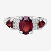 Womens Gemstone14K Gold Over Silver Halo Side Stone Cocktail Ring