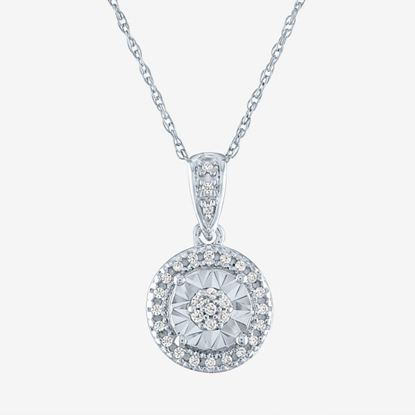 Limited Time Special! Womens 1/10 CT. T.W. Genuine Diamond Sterling Silver Pendant Necklace