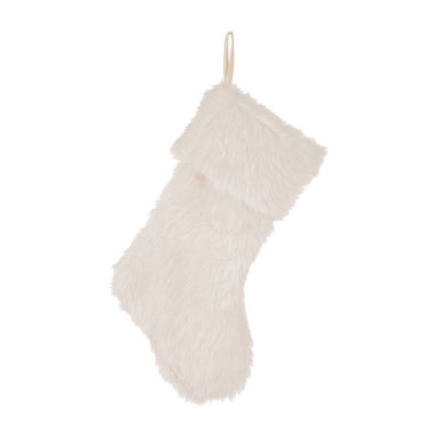 Glitzhome White Plush Christmas Stocking