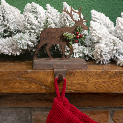 Glitzhome Wooden & Metal Reindeer Christmas Stocking Holder