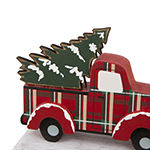 Glitzhome 6" Red Truck Christmas Stocking Holder - Set of 2