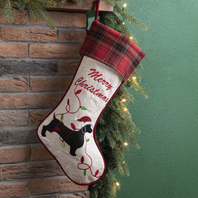 Glitzhome 21" Fabric Daschund Christmas Stocking