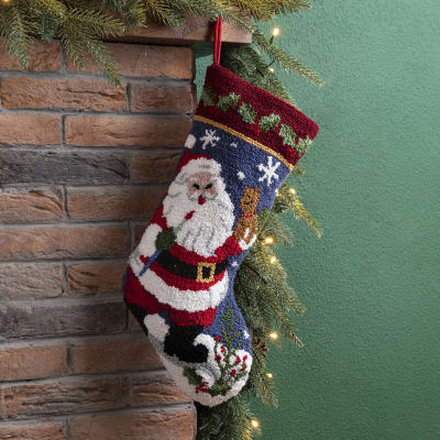 Glitzhome 19" Santa Hooked Christmas Stocking