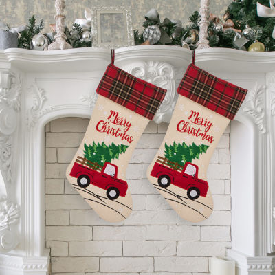 Glitzhome 21" Embroidered Christmas Stocking - Set of 2