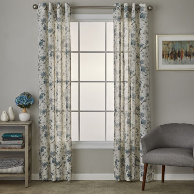 Saturday Knight Shelby Floral Grommet Top Light-Filtering Single Curtain Panel