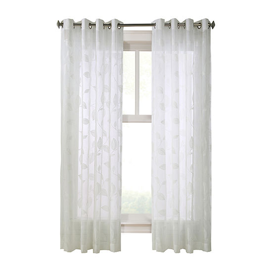 Foliage Light-Filtering Grommet Top Single Curtain Panel
