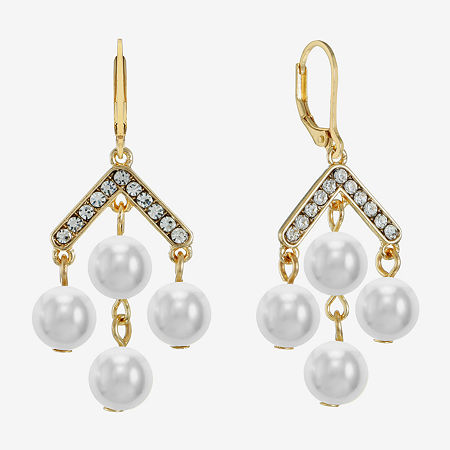 Monet Jewelry Simulated Pearl Chandelier Earrings, One Size, White