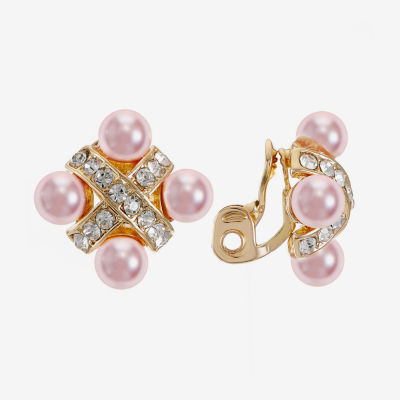 Monet Jewelry Simulated Pearl Clip On Earrings