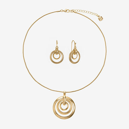 Monet Jewelry Gold Tone Pendant Necklace And Drop Earring 2-pc. Jewelry Set, One Size, Yellow