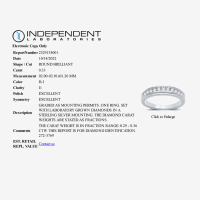 I Said Yes (H-I / I1) / CT. T.W. Lab Grown White Diamond Sterling Silver or 14K Gold Over Wedding Band