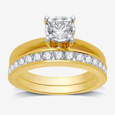 1 CT. T.W. Natural Diamond Round Solitaire Bridal Set in 10K Gold
