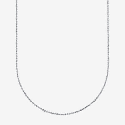 10K White Gold 18-24 Inch Hollow Rope Chain Necklace