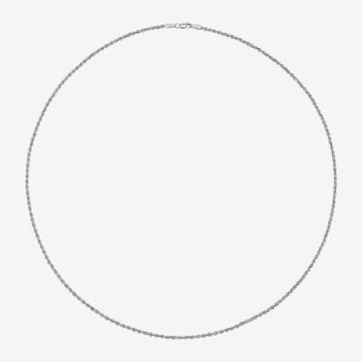 10K White Gold 18-24 Inch Hollow Rope Chain Necklace