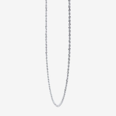 10K White Gold 18-24 Inch Hollow Rope Chain Necklace