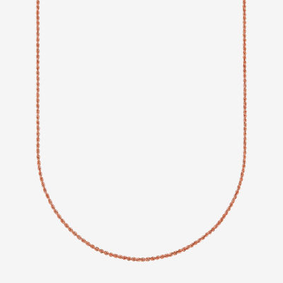 Unisex Adult 10K Rose Gold 18 Inch Rope Chain Necklace