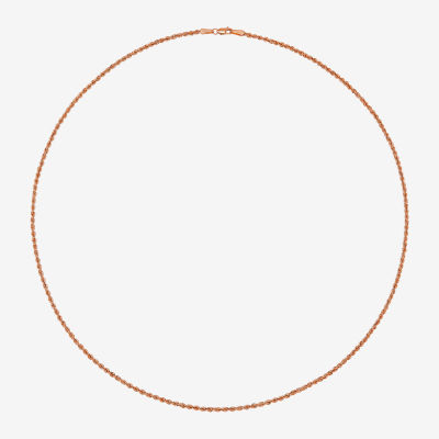 Unisex Adult 10K Rose Gold 18 Inch Rope Chain Necklace