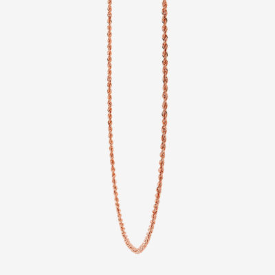 Unisex Adult 10K Rose Gold 18 Inch Rope Chain Necklace