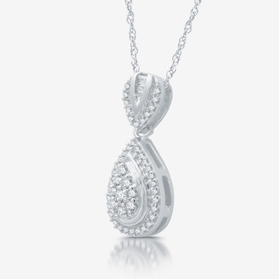 Diamond Blossom Womens 1/4 CT. T.W. Natural White Diamond Sterling Silver Pear 18 Inch Pendant Necklace